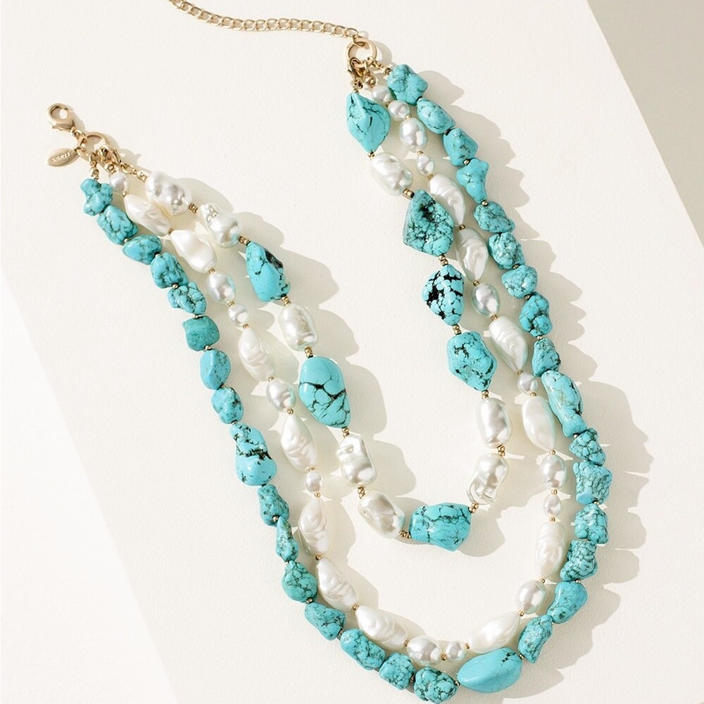 Chicos Turquoise Bead Convertible Necklace